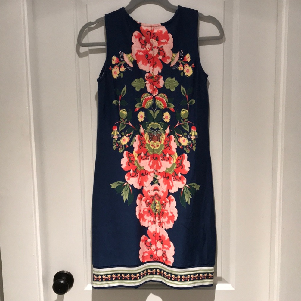 NY&Co split neck blue waters shift dress size S - Picture 3 of 5
